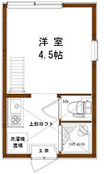 プランドルホシノ B館 1階ワンルームの間取り