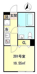 CFジオーレ西尾久 201 2階1Kの間取り