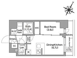 コンフォリア・リヴ新中野サウス 6階1DKの間取り