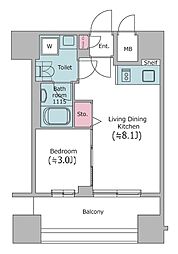 CREVIARXE日暮里 1LDKの間取図画像