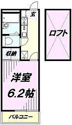 JR横浜線 八王子みなみ野駅 徒歩16分の賃貸アパート 3階1Kの間取り