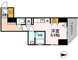 フィルモアワン 4階ワンルームの間取り