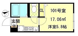 lecocon平井 1Kの間取図画像