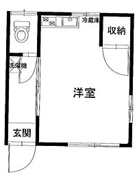半清コーポ201号 1階1Kの間取り
