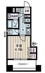 西川ビル 6階1Kの間取り