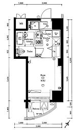 リクレイシア三田 1Kの間取図画像