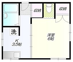 地曳ハウス 2階1Kの間取り