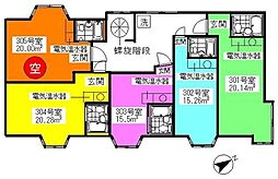 テクノ西新井 3階ワンルームの間取り