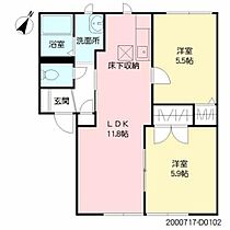 シャルマンＫ　Ｄ棟 D0102 ｜ 福岡県飯塚市大日寺343-1（賃貸アパート2LDK・1階・50.98㎡） その2