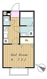 アムール　サンフィールド 1階1Kの間取り