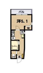 サンフィールド新小岩 1階1Kの間取り