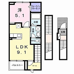 メゾン サブーリュ 1LDKの間取図画像