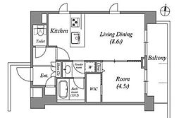 エミリブ下落合 6階1LDKの間取り