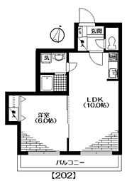 ベネレイト幡ヶ谷 2階1LDKの間取り