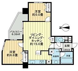 ライオンズシティ東陽町親水公園 2LDKの間取図画像