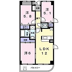 ピーノ・モルティ 3LDKの間取図画像