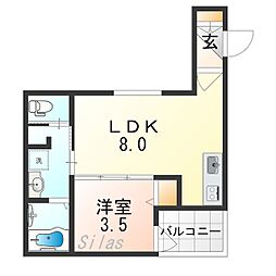JR片町線(学研都市線) 放出駅 徒歩6分の賃貸アパート 1階1LDKの間取り