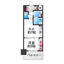 シティーコート堺駅前ロータリー 10階1DKの間取り