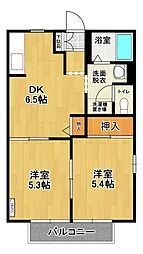 コーポマルナカB 2DKの間取図画像