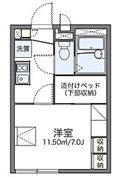 レオパレスハピネス 2階1Kの間取り