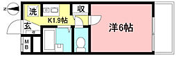 クレセント 1階1Kの間取り