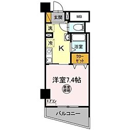 オークヒルズ 1Kの間取図画像