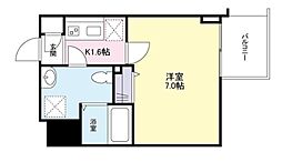 ガーラプレイス新宿御苑 7階1Kの間取り