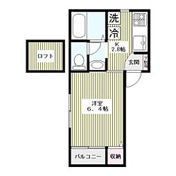グリーンアイムN 1階1Kの間取り