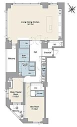 プレステージレジデンス白金台 3階2LDKの間取り