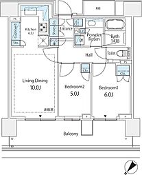 HARUMIFLAGSUNVillageD棟 2LDKの間取図画像