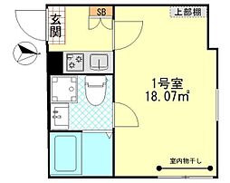 パーチェ堀切 2階1Kの間取り