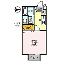 モナリエブラン 1Kの間取図画像