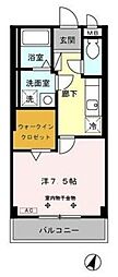 プランドール 2階1Kの間取り