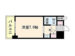 ロマネスクL六本松 1Kの間取図画像
