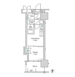 ブルックサイドレジデンス木場 1DKの間取図画像