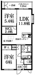 SUN'Sももち 2LDKの間取図画像
