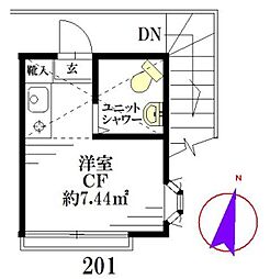ライブコア練馬 2階ワンルームの間取り