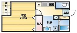 Aqua 2階1Kの間取り