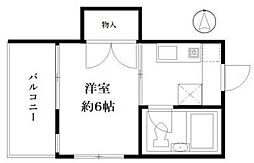 坂本ビル 4階1Kの間取り