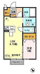 アーバンヒルズ 2階1LDKの間取り