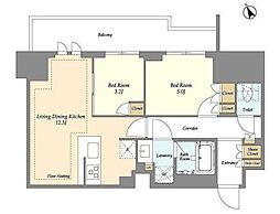 オアーゼ日暮里レジデンス 5階2LDKの間取り