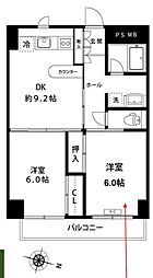 ヴェルドミール梶ケ谷 2DKの間取図画像