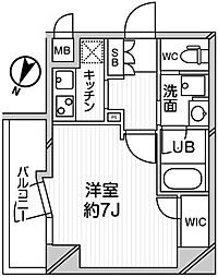 グランパセオ巣鴨 4階1Kの間取り
