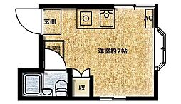 国領グリーンハイム ワンルームの間取図画像