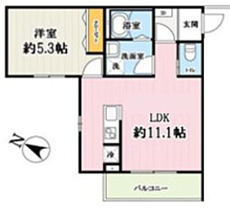 キャメル入間黒須Ａ 2階1LDKの間取り