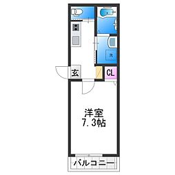 エスクード凪 2階1Kの間取り