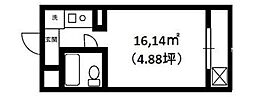 SANNOUUNIT ワンルームの間取図画像