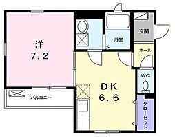 パインコート 2階1DKの間取り