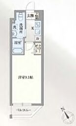 グランパセオ門前仲町 1階1Kの間取り