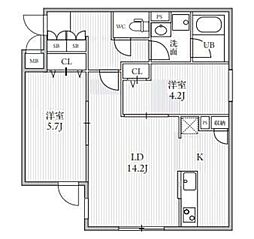 ＴＨＥ ＰＡＬＭＳ大島 3階2LDKの間取り